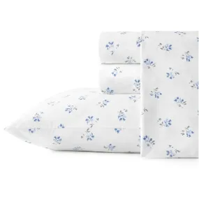 - King Sheets, Cotton Percale Bedding Set, Crisp & Cool Home Decor (Blue Sketc