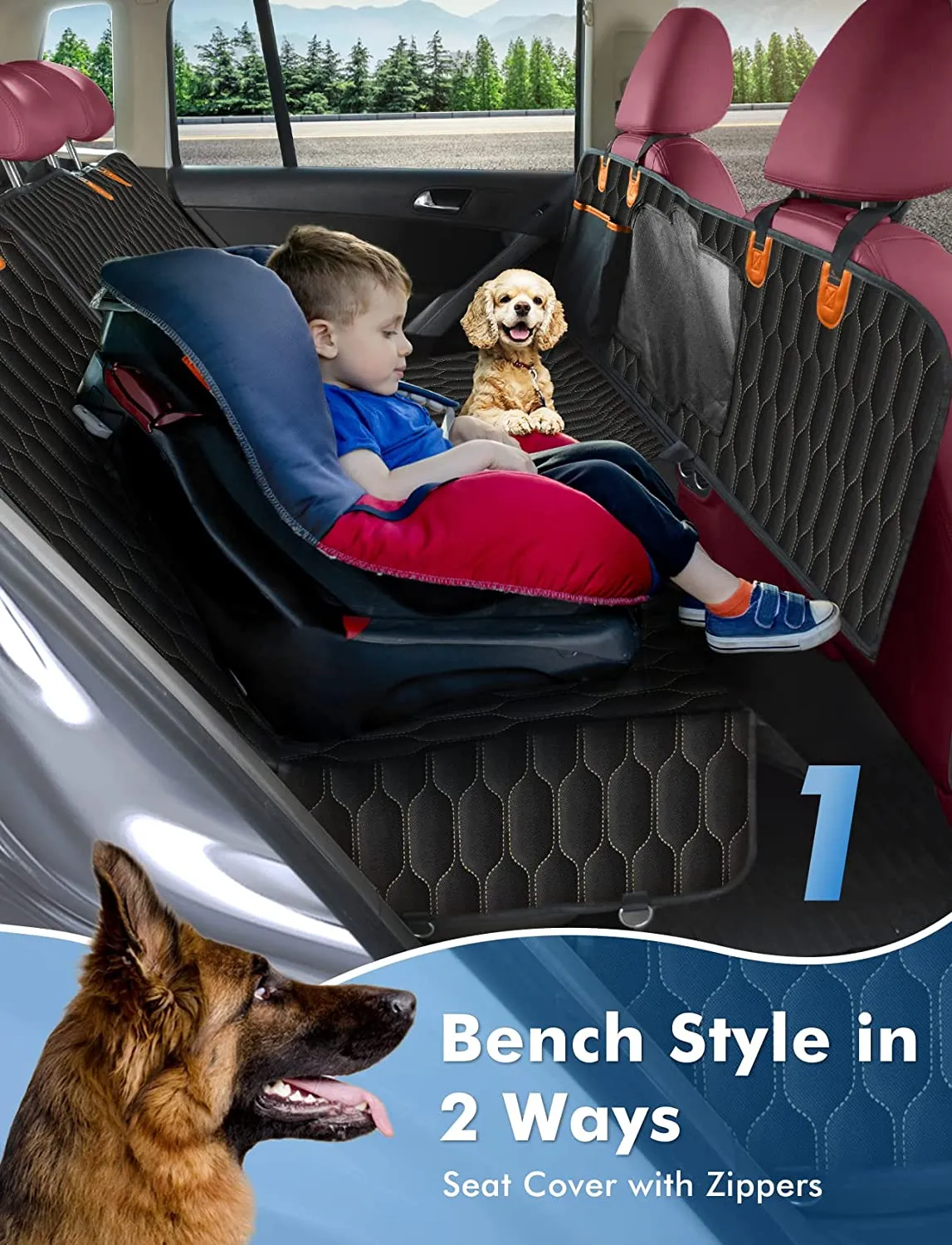 093BB 4-in-1 Dog Car Seat Cover