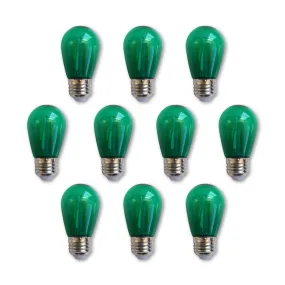 10-PACK Green LED Filament S14 Shatterproof Energy Saving Color Light Bulb, Dimmable, 2W,  E26 Medium Base