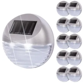 10 x Solar LED Fence Lights Silver