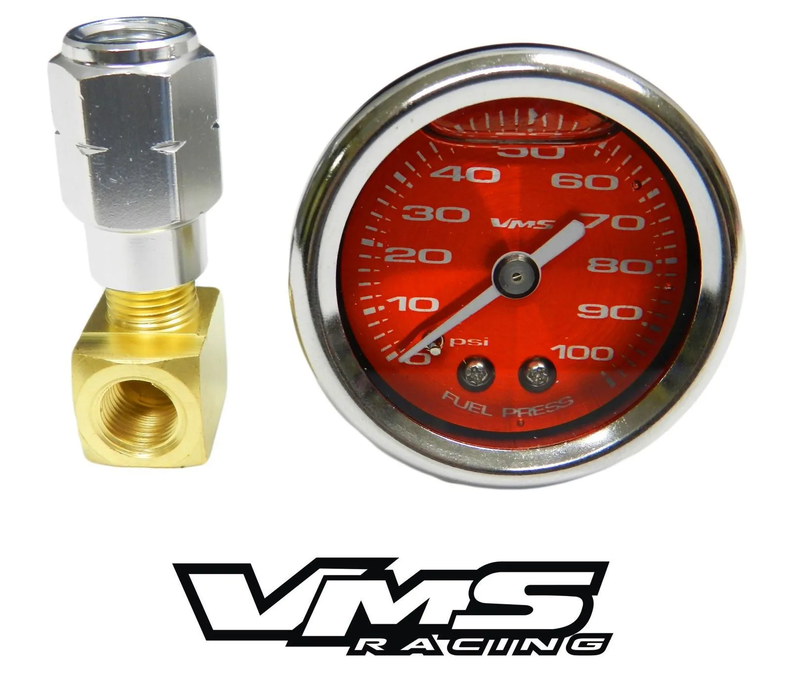 100 PSI Liquid Filled Fuel Pressure Gauge 0-100 PSI WITH Adapter for LS engines /LT1 (92-97) and L98 (TPI) CHEVROLET CHEVY CORVETTE CAMARO