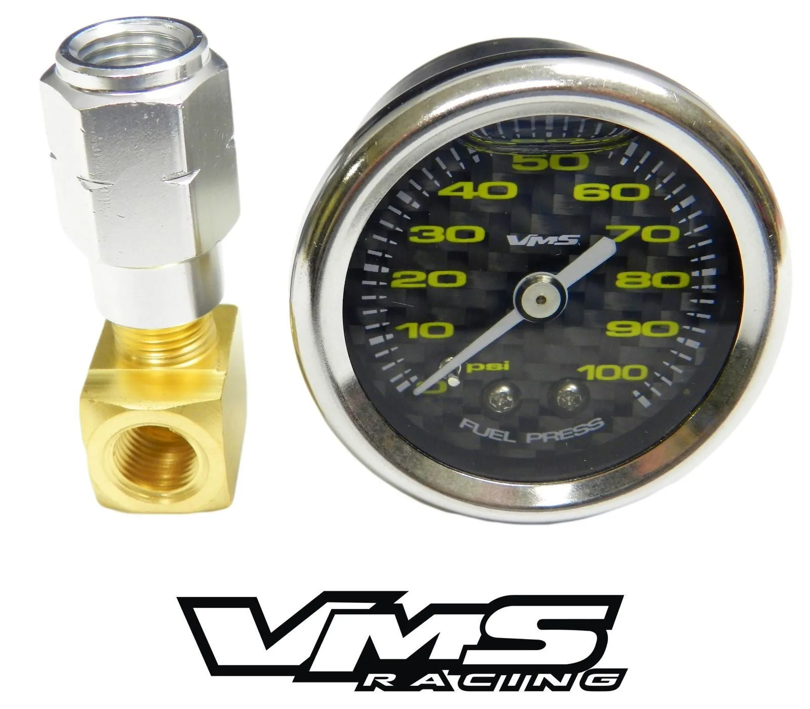 100 PSI Liquid Filled Fuel Pressure Gauge 0-100 PSI WITH Adapter for LS engines /LT1 (92-97) and L98 (TPI) CHEVROLET CHEVY CORVETTE CAMARO