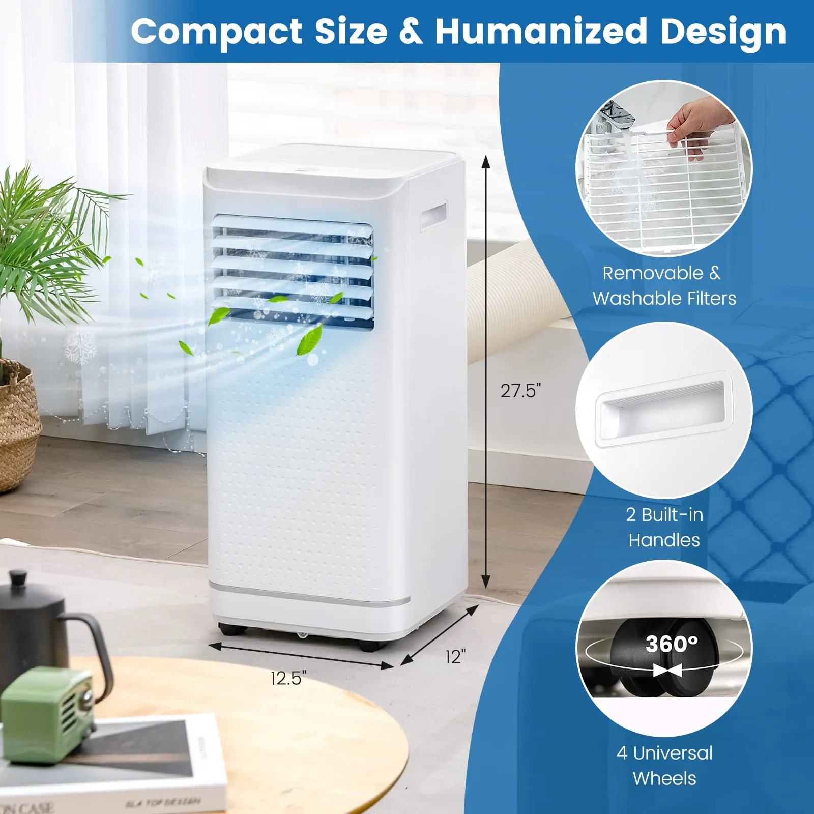 10000 BTU Portable Air Conditioners, Room Air Conditioner with Remote Control