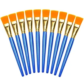 10Pcs 1 inch Flat Paint Brushes Acrylic Paint Brush Big Paint Brushes Watercolor Synthetic Brushes Bulk Wooden Handle Painting Brush Detail Oil Brush