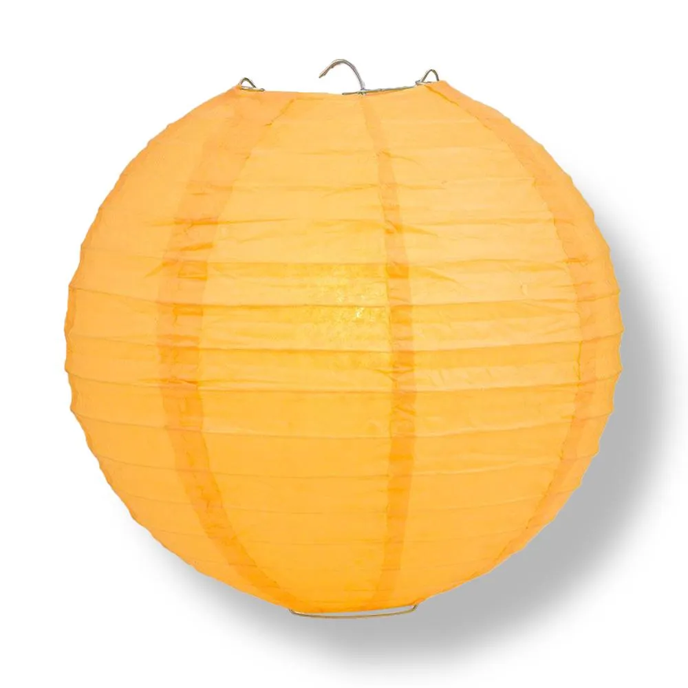 10" Papaya Round Paper Lantern, Even Ribbing, Chinese Hanging Wedding & Party Decoration