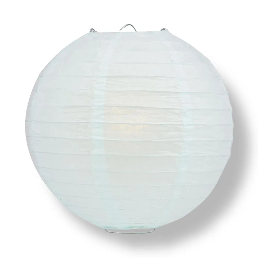 12" Arctic Spa Blue Round Paper Lantern, Even Ribbing, Chinese Hanging Wedding & Party Decoration