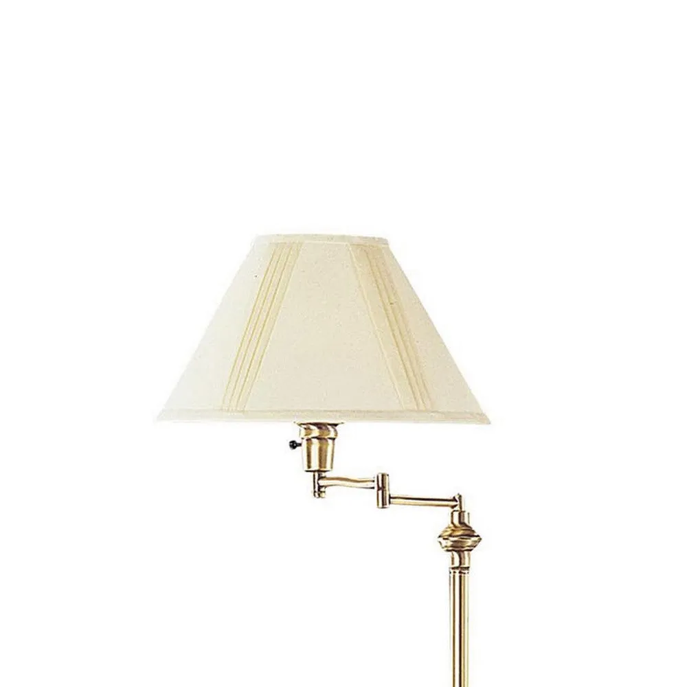 150 Watt Metal Floor Lamp with Swing Arm and Fabric Conical Shade, Gold By Casagear Home