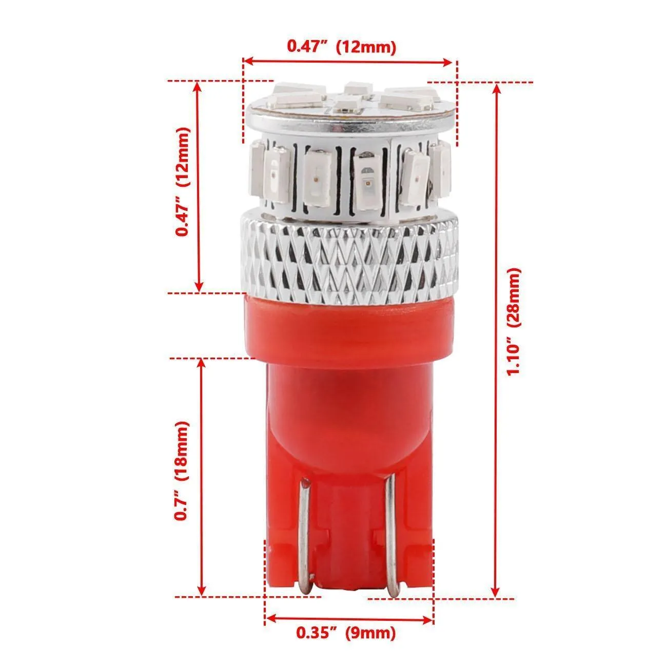 168 2825 W5W T10 LED License Plate/Side Marker/Interior Light Bulbs 4W 300% High Brightness CAN-Bus Error Free Red | 2 Bulbs