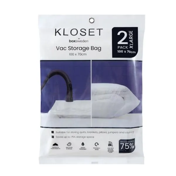 2 Pack Extra Large Kloset Vacuum Storage Bags - 100cm x 70cm