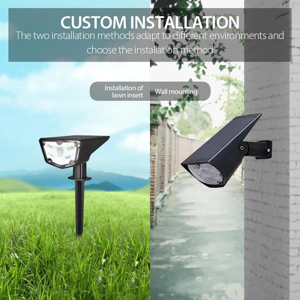 2 Pcs Solar Landscape Spotlights IP67 Waterproof Solar Powered Lights