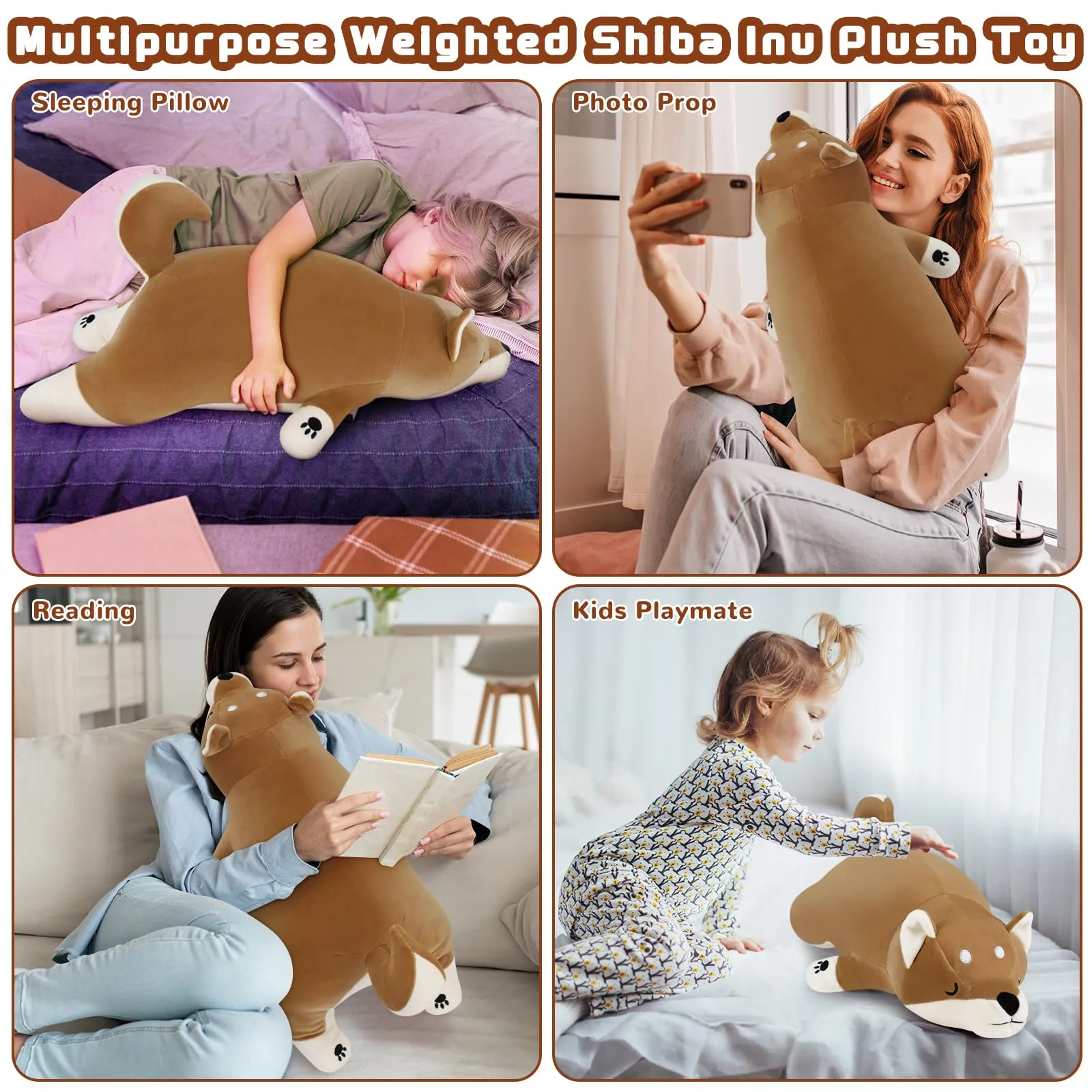 22'' Shiba Inu Plush 3.3LB Weighted Corgi Dog Stuffed Animal, Big Corgi Plushie Stuffed Animals Giant Corgi Plush, Dog Plush Pillow Hugging Pillow Cushion Soft Shiba Plush Toy Big Stuffed Animals