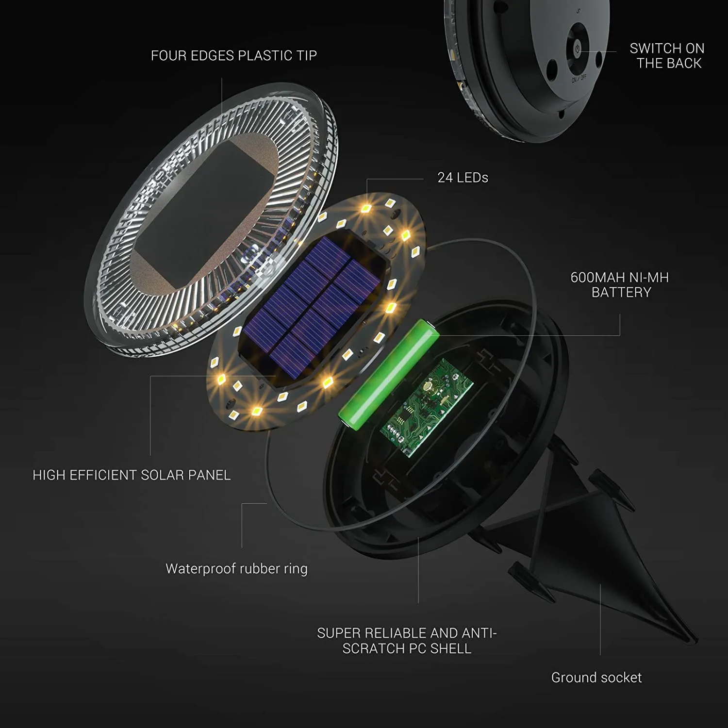 24 LEDs Solar Ground Lights