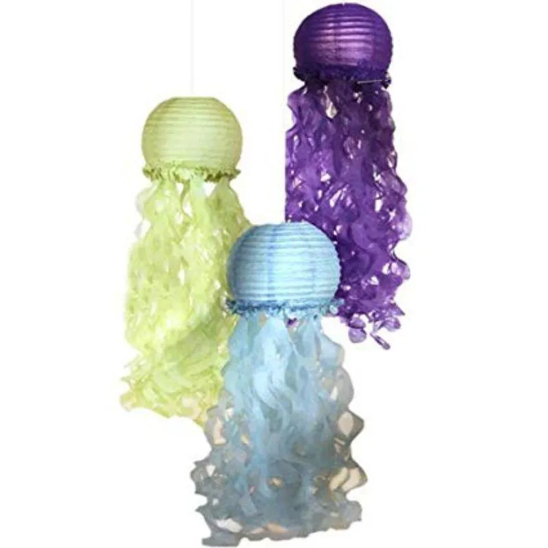 3 Pack Mermaid Wishes Jellyfish Shaped Paper Lanterns