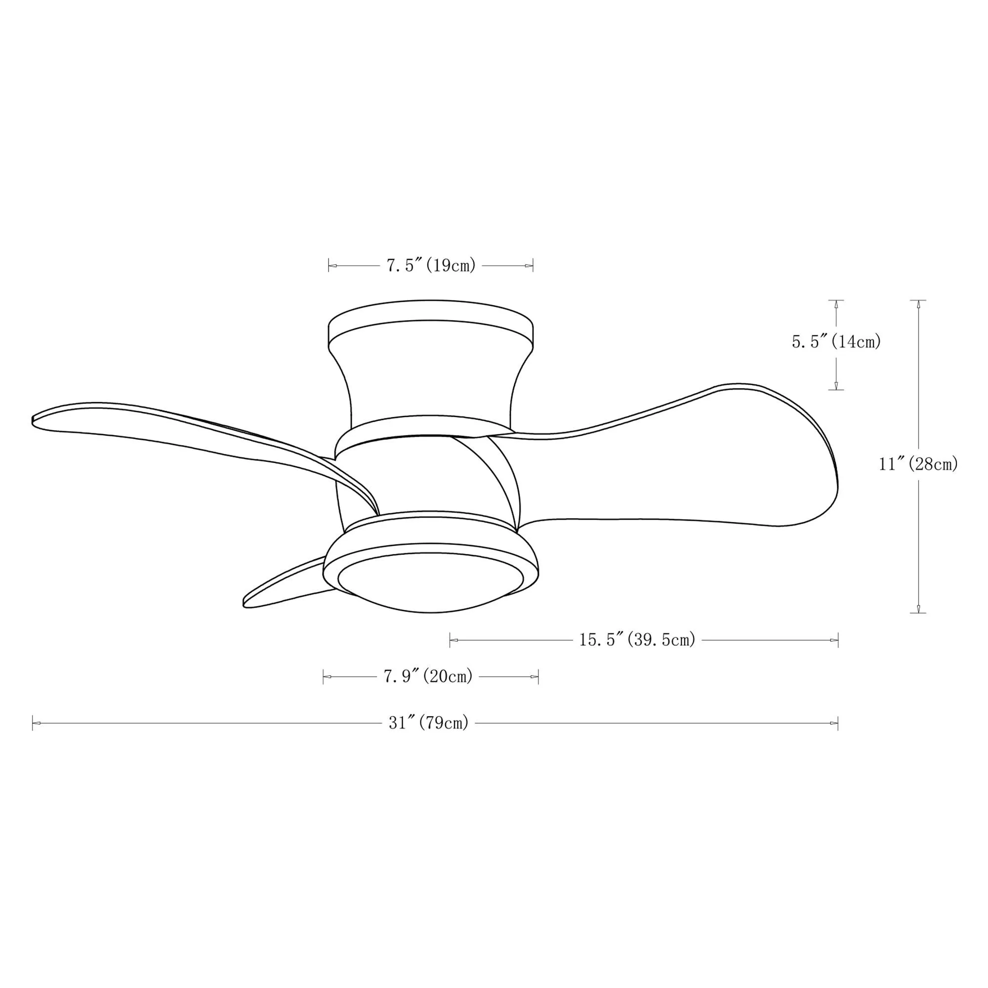 31" Mazon Modern DC Motor Flush Mount Reversible Ceiling Fan with LED Lighting and Remote Control