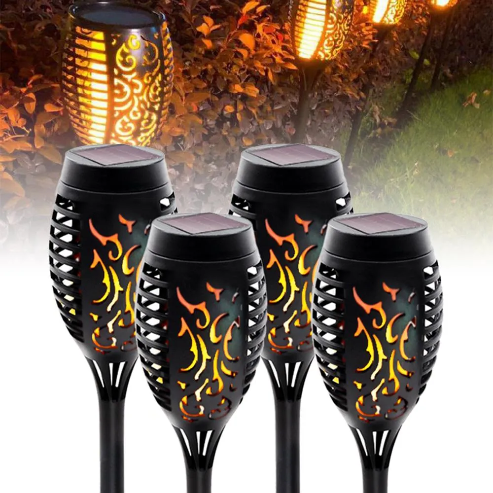 4 Pack Solar Lights Outdoor Solar 12 Led Torch Flickering Flame Lights