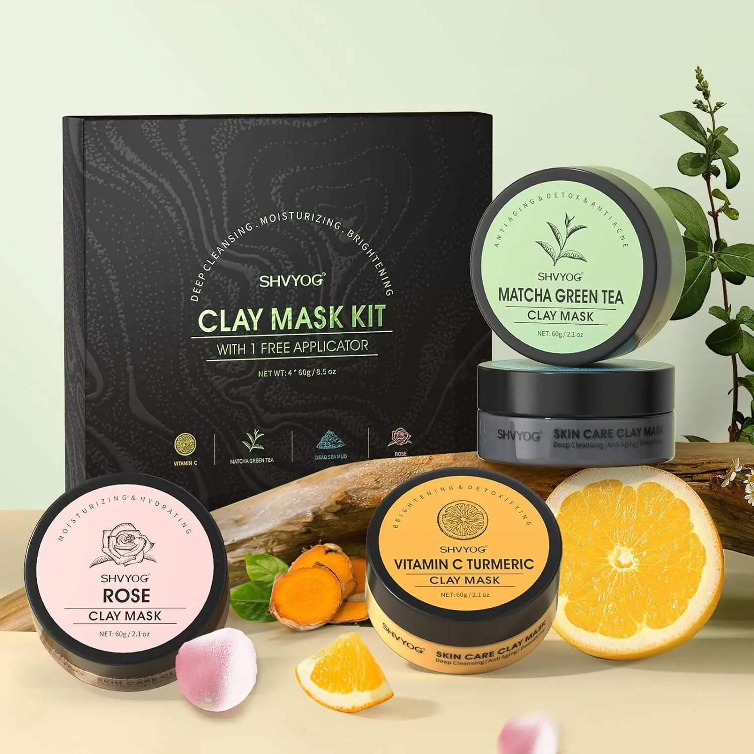 4 Pcs Clay Green Tea Mask Set For Women