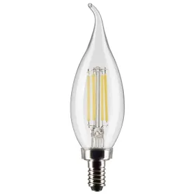 4W CA10 LED - Clear - Candelabra Base - 3000K - 350 Lumens - 120V - 2PK