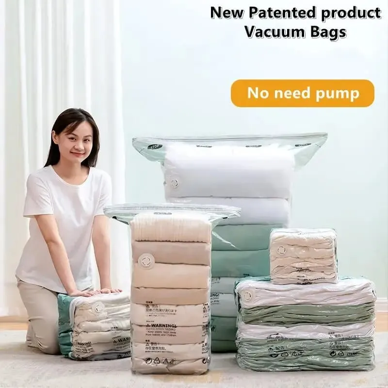 5pcs set ,No Pump Needed Vacuum Storage Bags