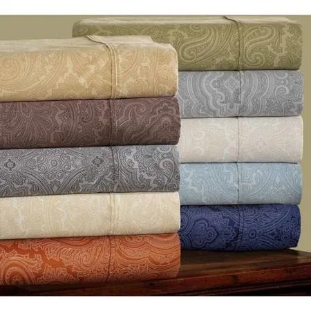 600 Thread Count Wrinkle-Resistant Luxury Cotton Italian Paisley Sheet Set