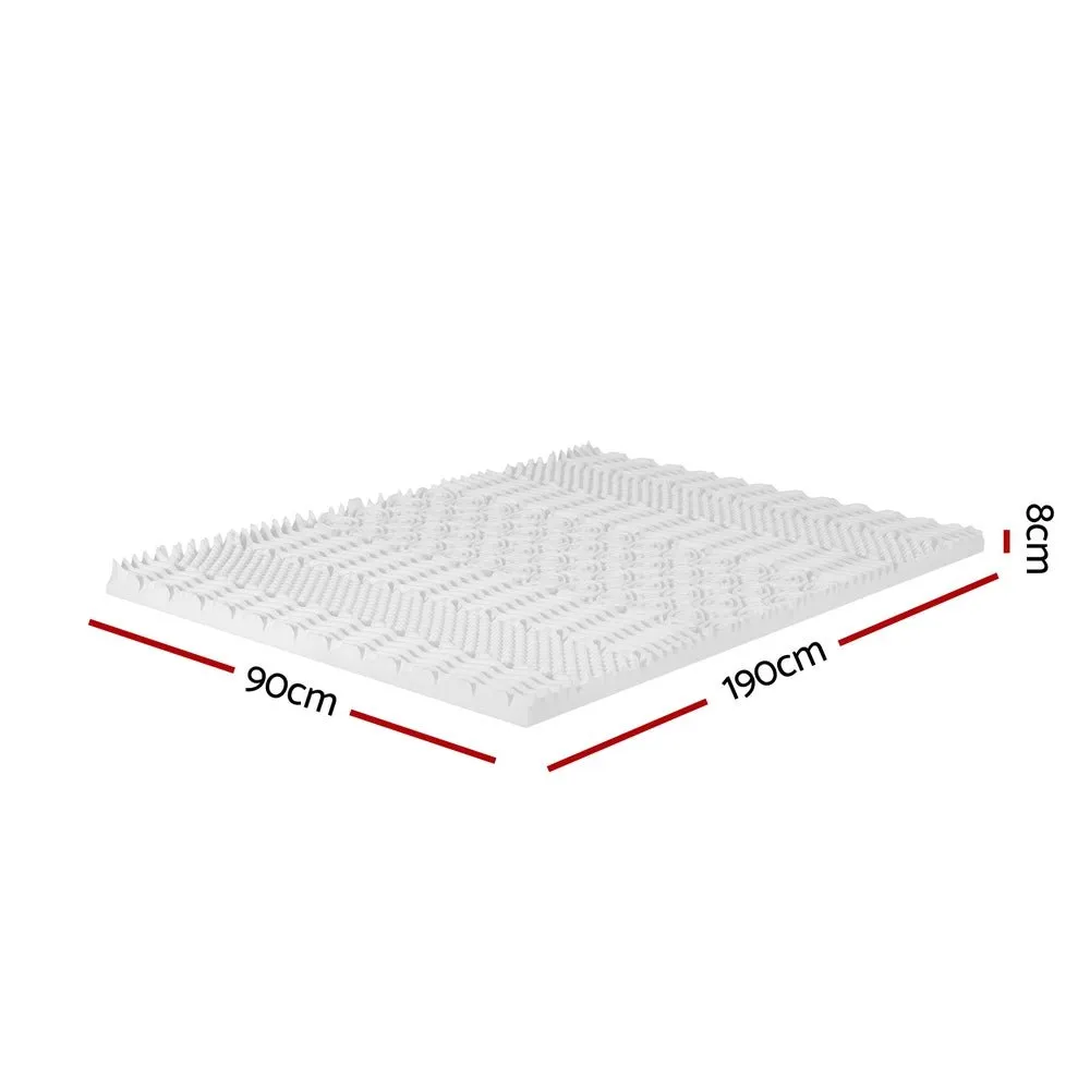 7-Zone Airflow Memory Foam Mattress Topper 8cm Thick - Single