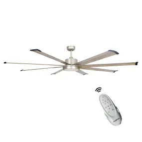 72" Bankston Modern Satin Nickel DC Motor Downrod Mount Ceiling Fan with LED Lighting and Remote Control