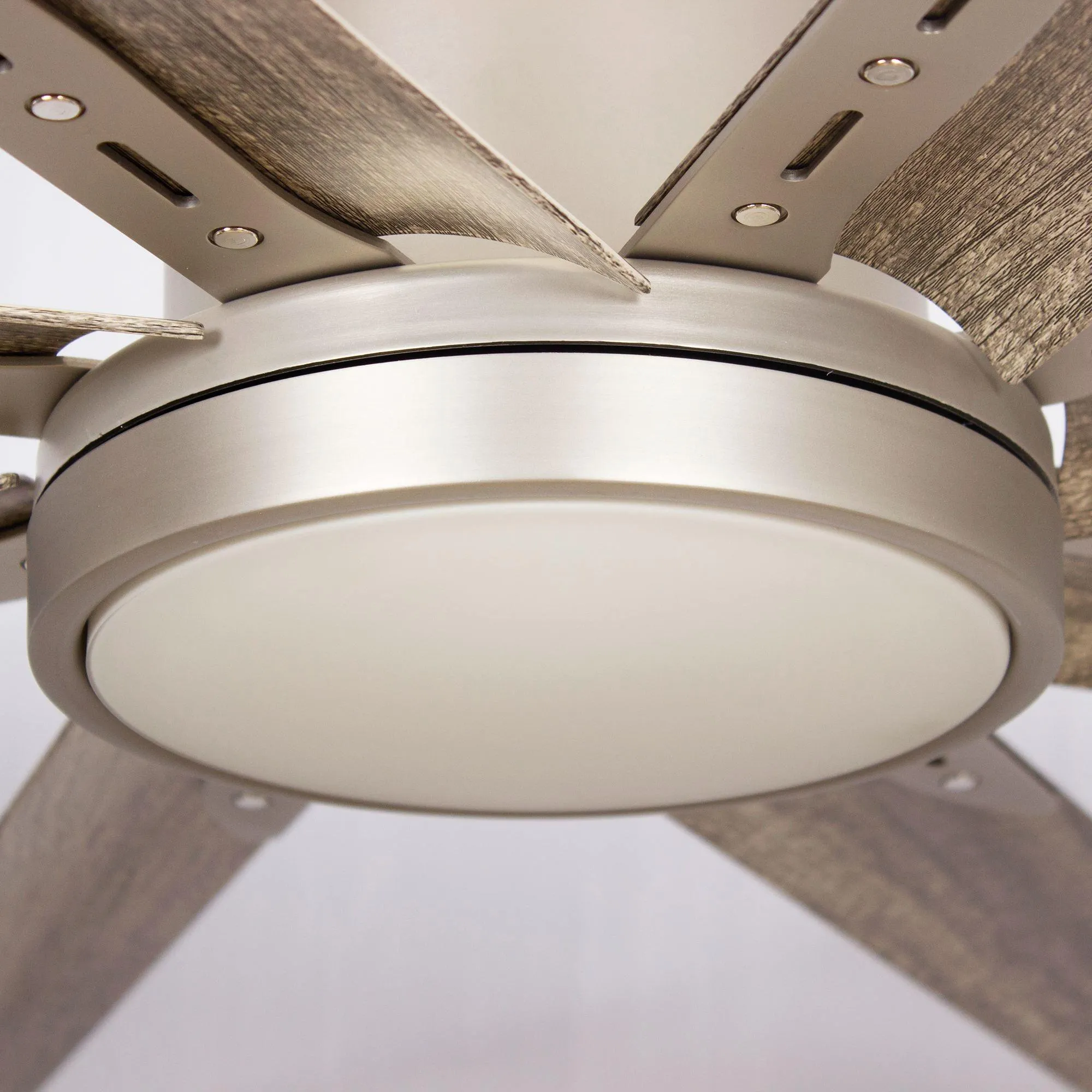 72" Bankston Modern Satin Nickel DC Motor Downrod Mount Ceiling Fan with LED Lighting and Remote Control