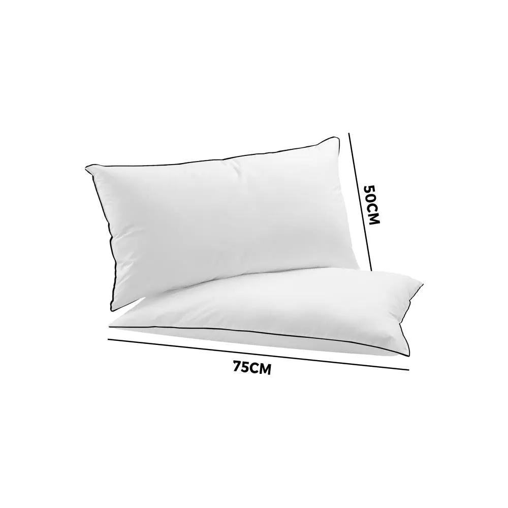 75 x 50cm Pillow with Duck Feather Standard Pillow Cotton Cover Twin Pack