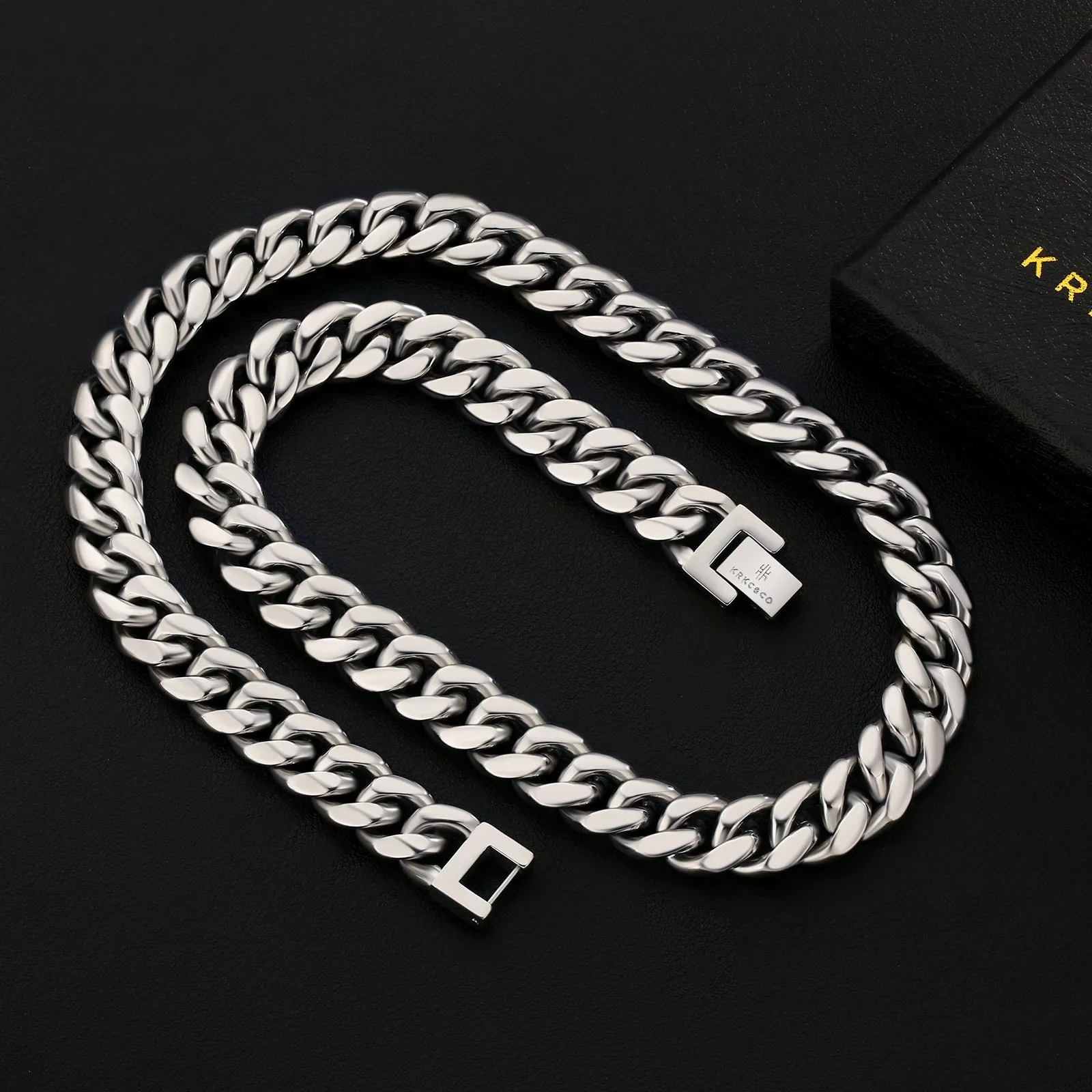 8mm/10mm/12mm Miami Cuban Link Chain with Buckle Clasp in 18K Gold / White Gold