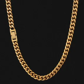 8mm/10mm/12mm Miami Cuban Link Chain with Buckle Clasp in 18K Gold / White Gold