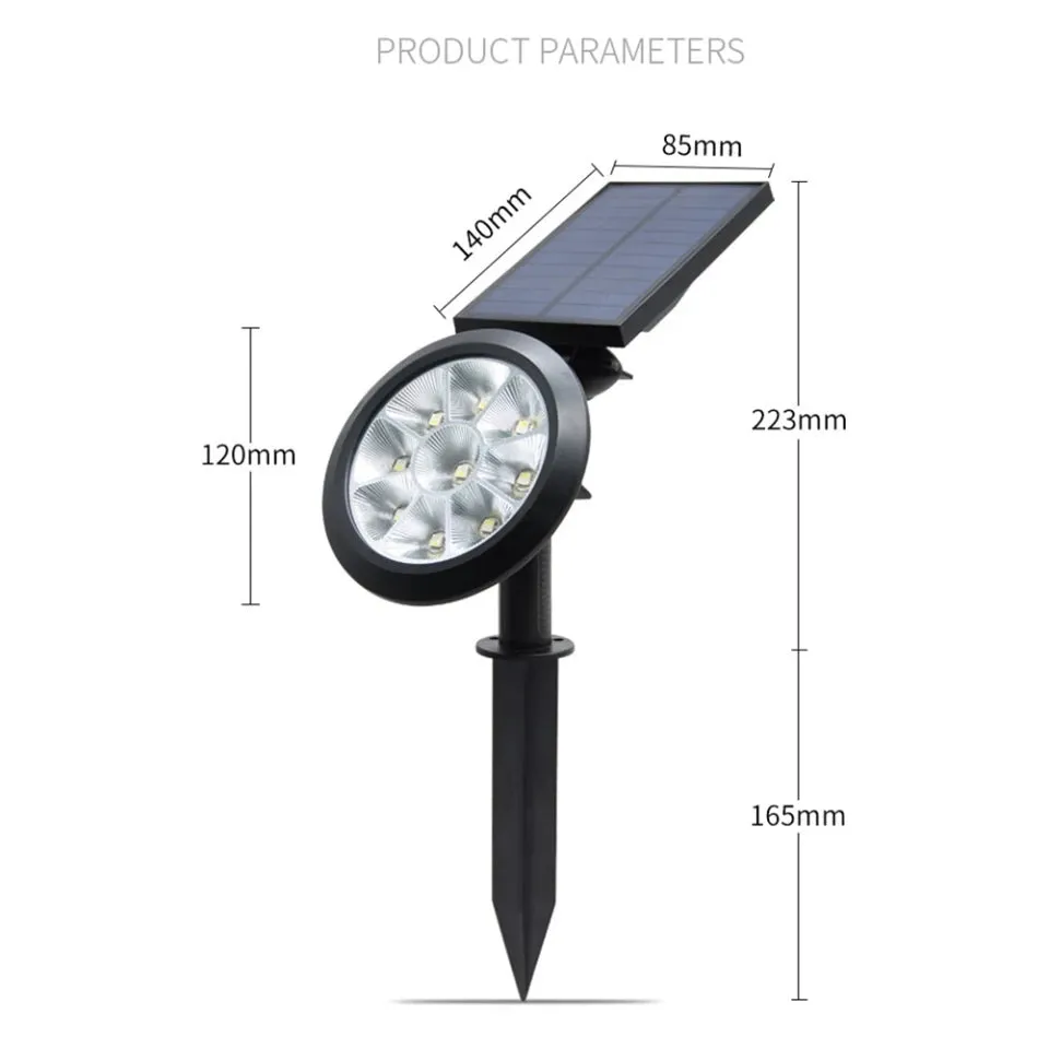 9 LED Spotlight Outdoor Solar Lawn Light Waterproof For Home/Garden/Wedding