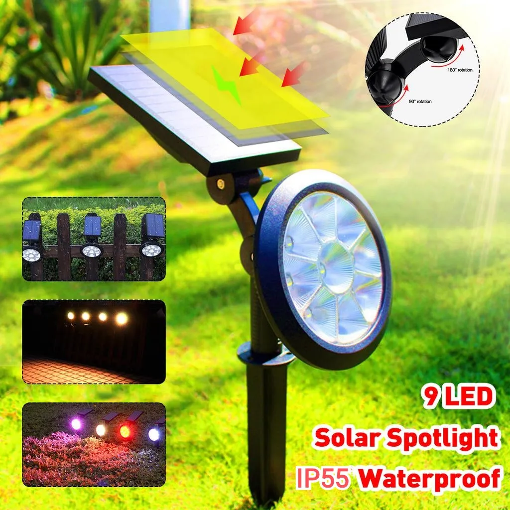 9 LED Spotlight Outdoor Solar Lawn Light Waterproof For Home/Garden/Wedding