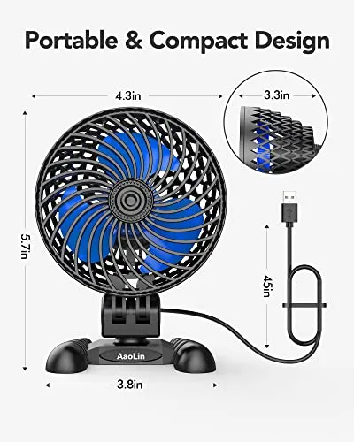 AaoLin 2 Pack USB Desk Fan, Table Fan with CVT Variable Speeds, Quiet Portable, Desktop Mini Personal Fan for Room, Home, Office