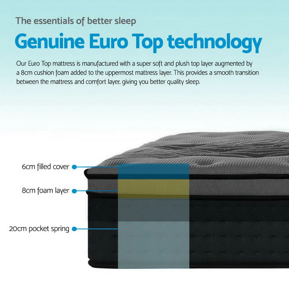 Alanya Euro Top Pocket Spring Mattress 34cm Thick - Queen