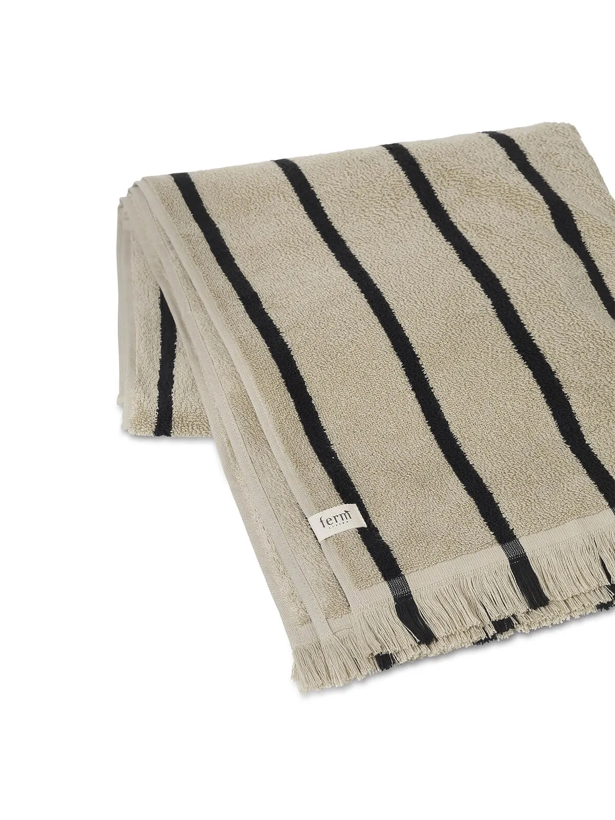 Alee Bath Towel | Sand & Black | Cotton | by ferm Living