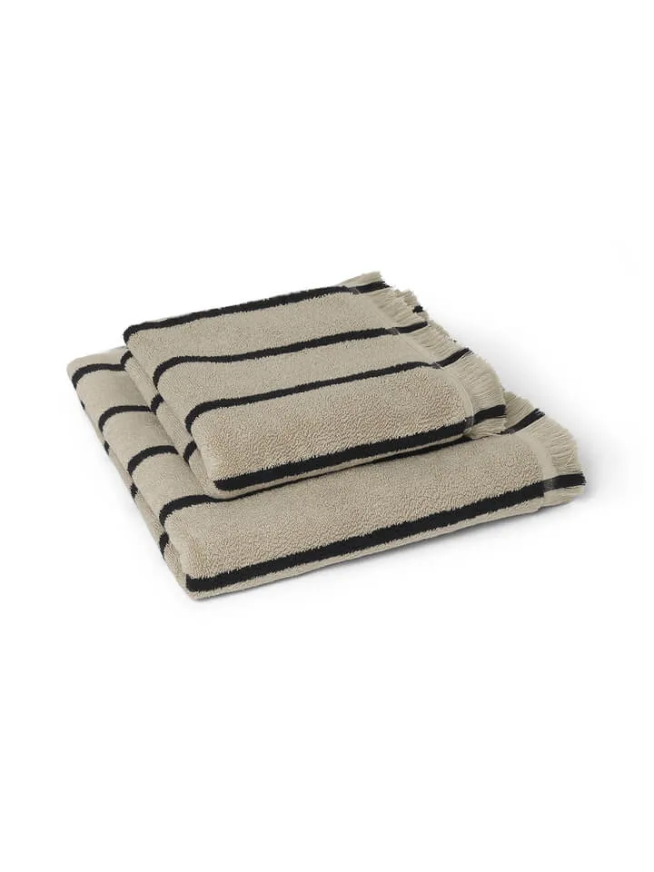 Alee Bath Towel | Sand & Black | Cotton | by ferm Living