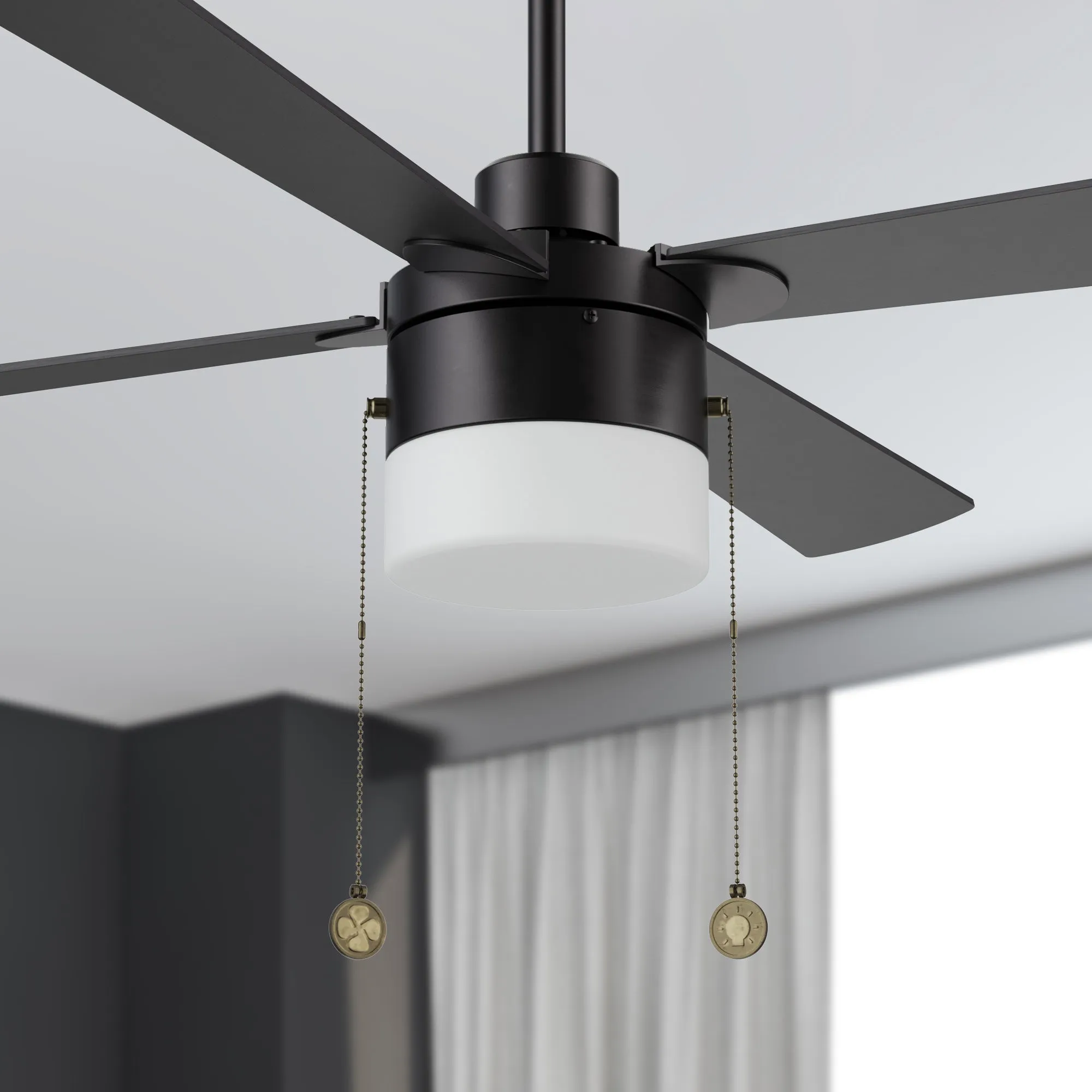 Alrich Ceiling Fan with LED Light and Pull Chain 52 Inch