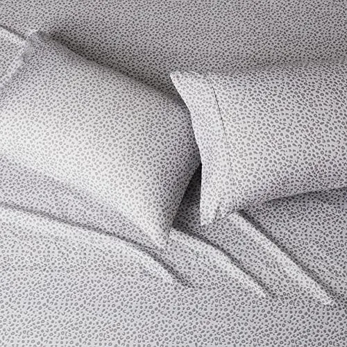 Amazon Basics Lightweight Super Soft Easy Care Microfiber Bed Sheet Set with 14” Deep Pockets - Full, Gray Cheetah