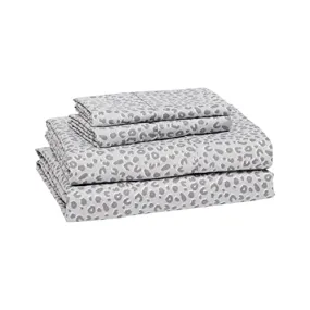 Amazon Basics Lightweight Super Soft Easy Care Microfiber Bed Sheet Set with 14” Deep Pockets - Full, Gray Cheetah