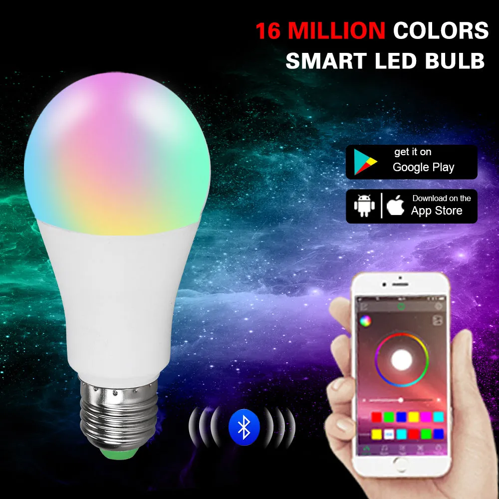 Ampoule LED E27 Wireless Bluetooth Smart Bulb 15W 85-265V  RGBW LED Light Bulb Music Control 20 Modes Apply to IOS /Android