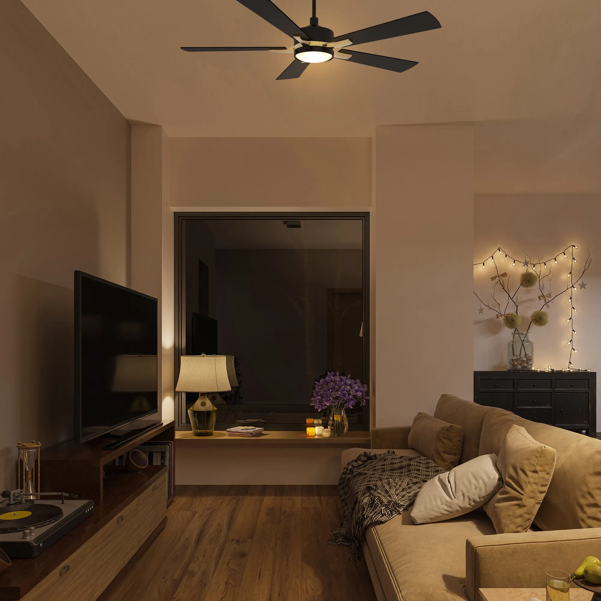 Apex Smart Ceiling Fan with LED Light and Remote Outdoor/Indoor 52"