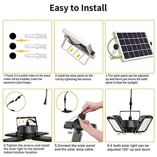 Aqonsie Solar Shed Light Outdoor Indoor, 176LED Solar Powered Motion Sensor Pendant Light Daytime Available, Solar Indoor Lights with 5 Lighting Modes & Remote for Shed Gazebo Barn Garage Home