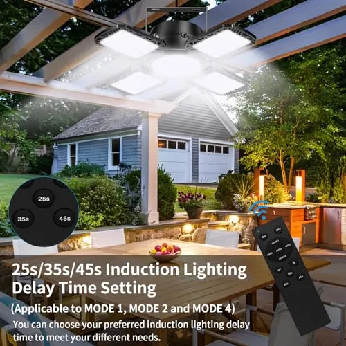 Aqonsie Solar Shed Light Outdoor Indoor, 176LED Solar Powered Motion Sensor Pendant Light Daytime Available, Solar Indoor Lights with 5 Lighting Modes & Remote for Shed Gazebo Barn Garage Home