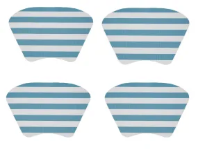 Aqua Blue Cabana Stripe Indoor Outdoor Carved Wedge Placemat Set of 4