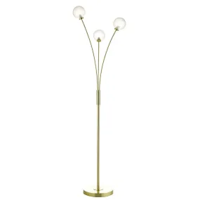 AVA Satin Brass & Ornate Frosted Glass Floor Lamp - ID 11201