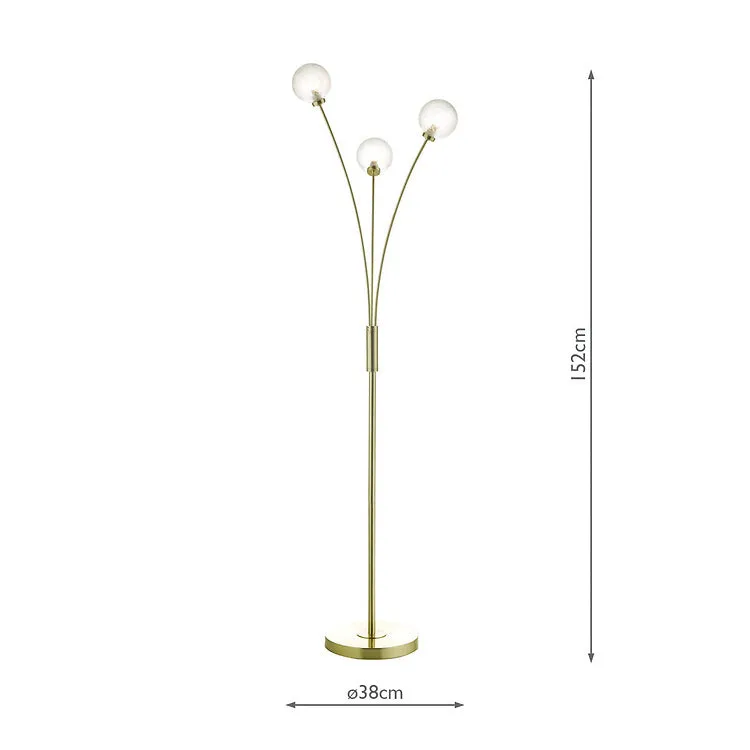 AVA Satin Brass & Ornate Frosted Glass Floor Lamp - ID 11201