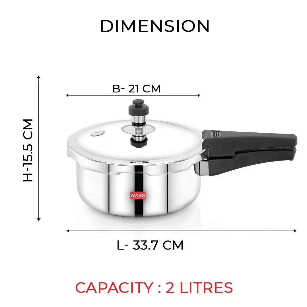 AVIAS Riara Premium Stainless Steel Tri-Ply Pressure Cooker With Outer Lid | Gas & Induction Compatible | Silver