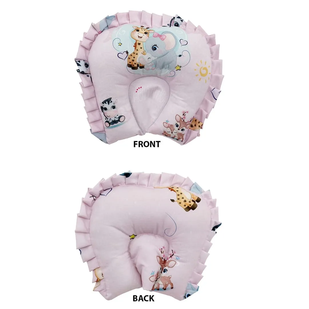 Baby Moo Animal Kingdom Premium Reversible Bedding Set With 6 Pillows And Tub Mattress Set - Pink