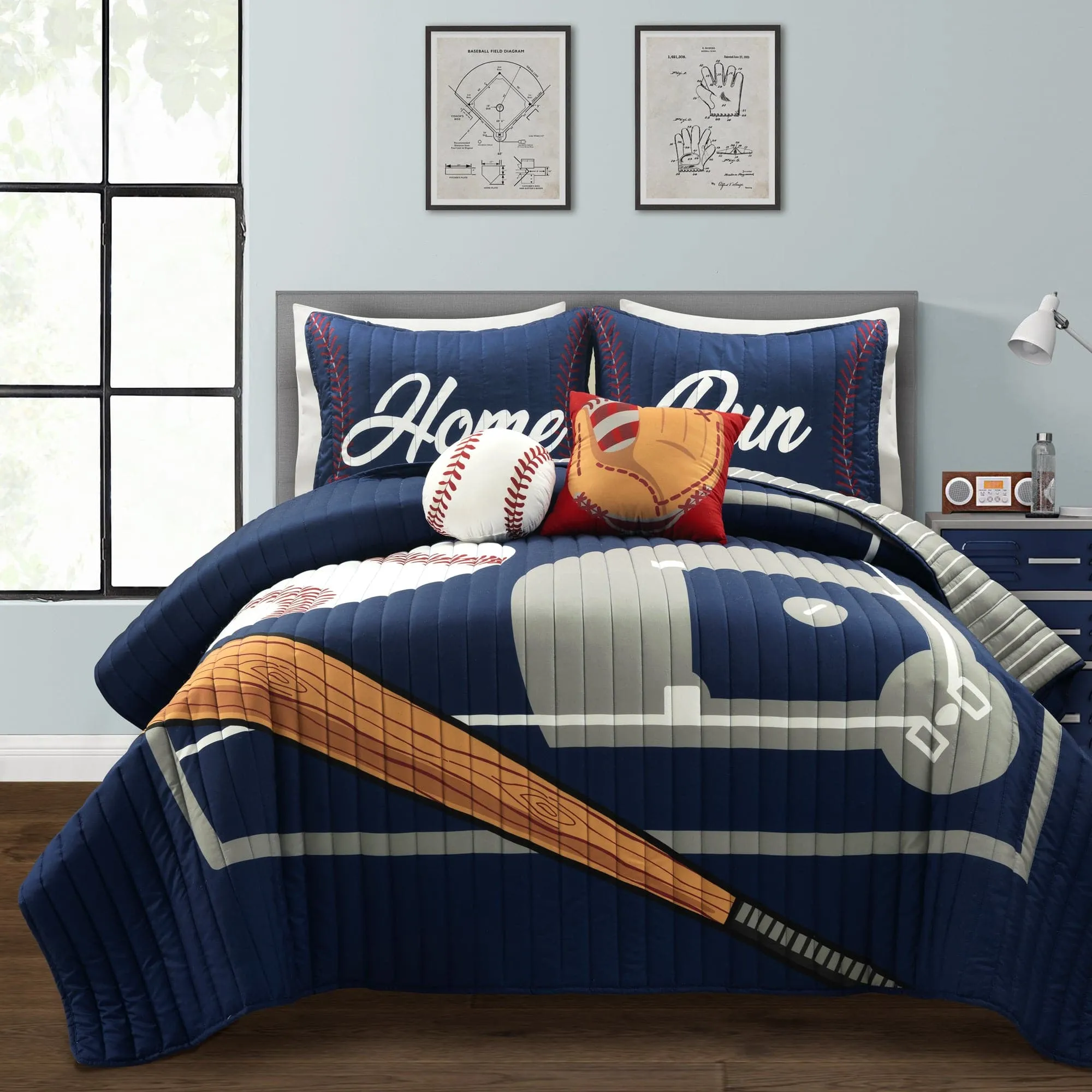 Baseball Game Reversible Quilt Set