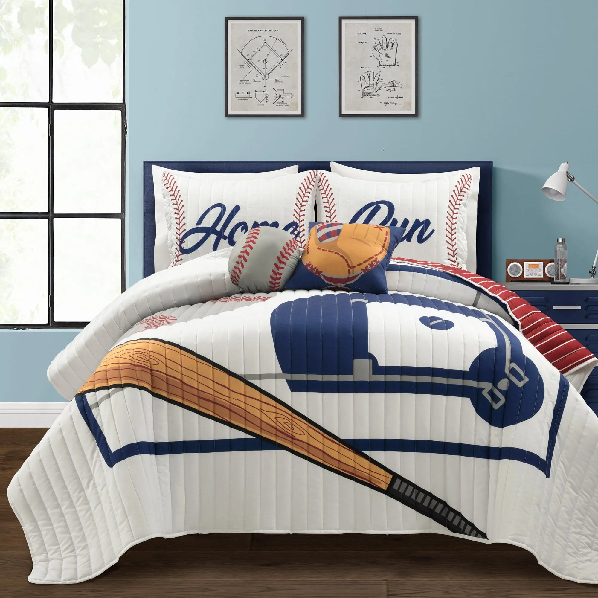 Baseball Game Reversible Quilt Set