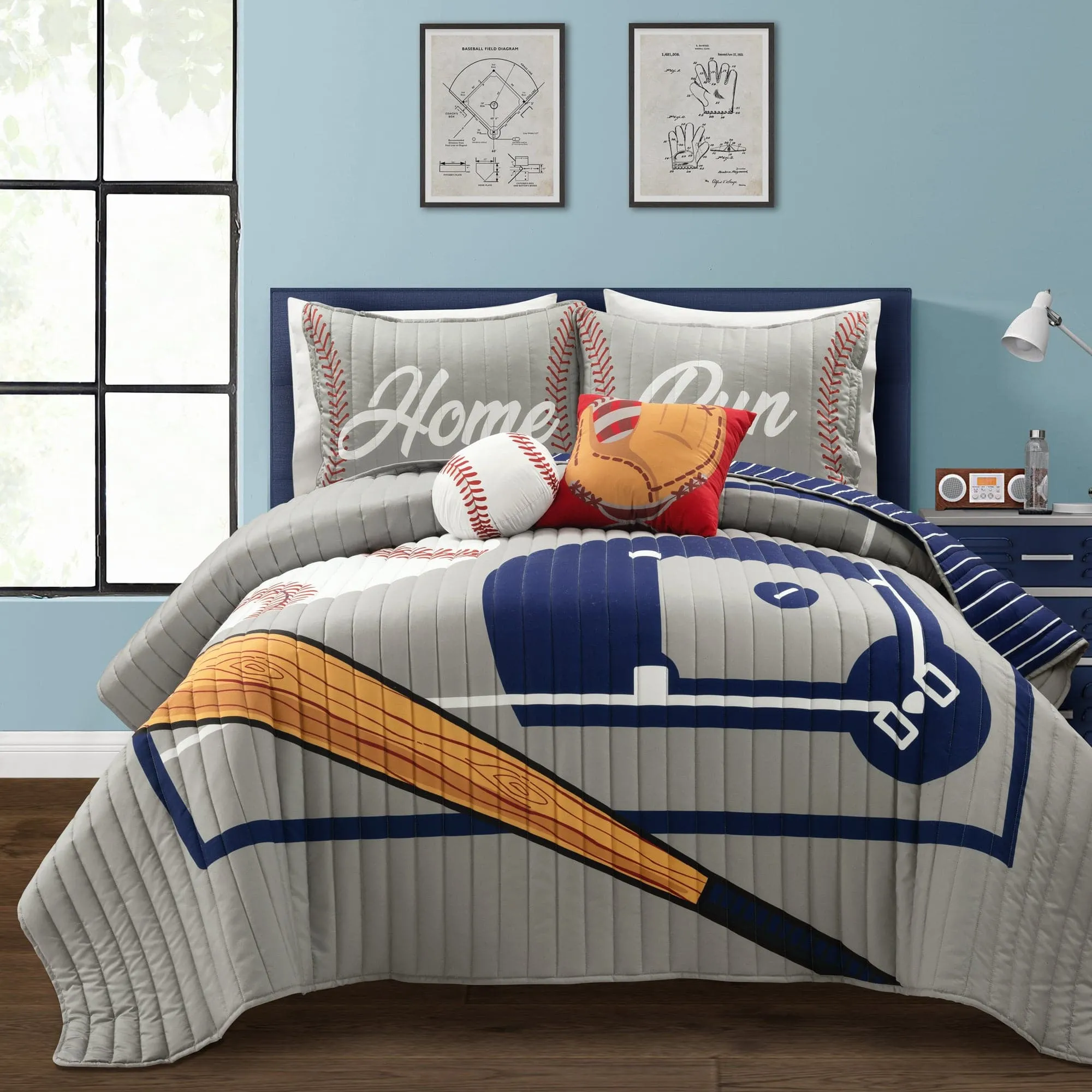 Baseball Game Reversible Quilt Set